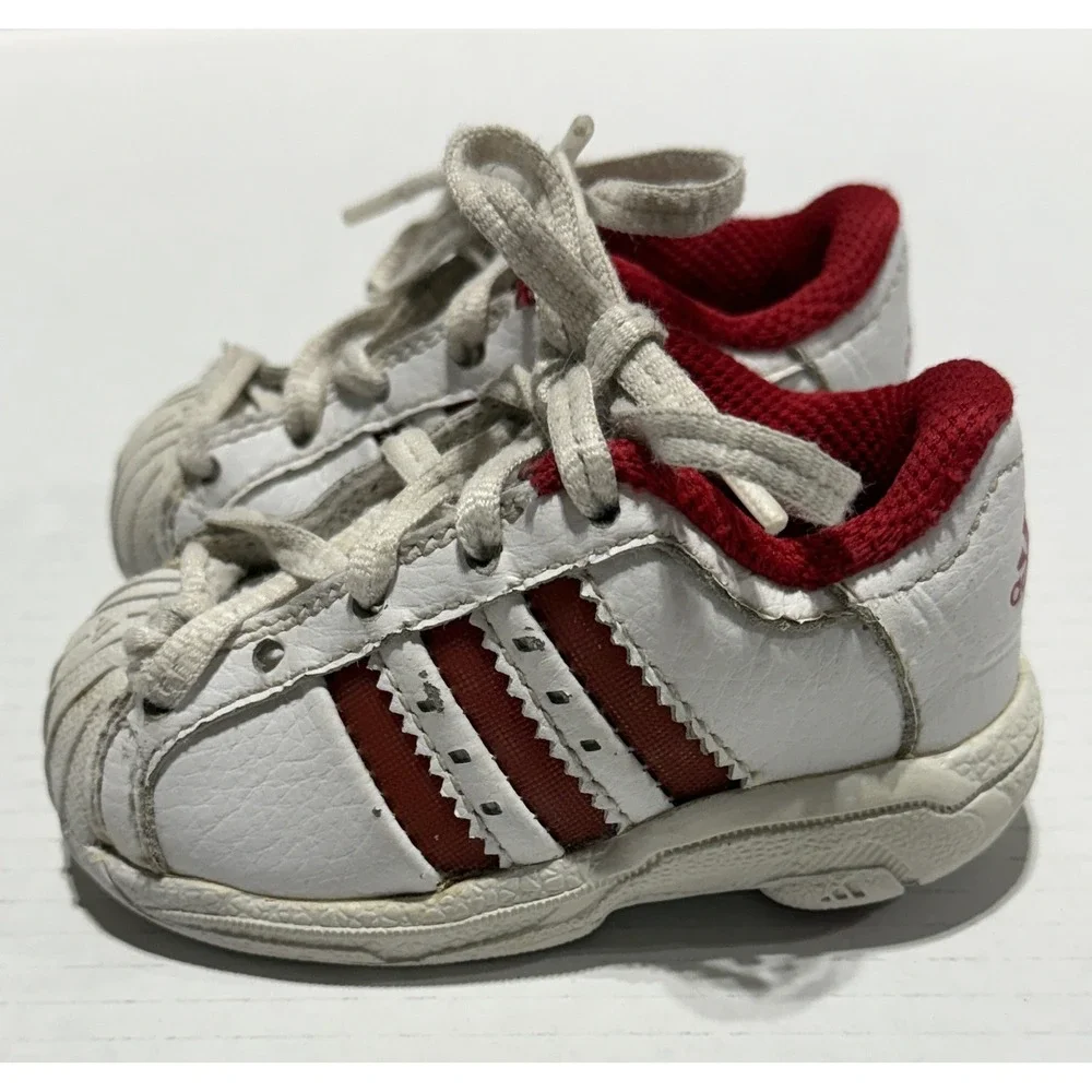 ADIDAS SUPERSTAR adiFIT - Vintage Red & White Rubber Toe Shoes - Toddler Size 4K